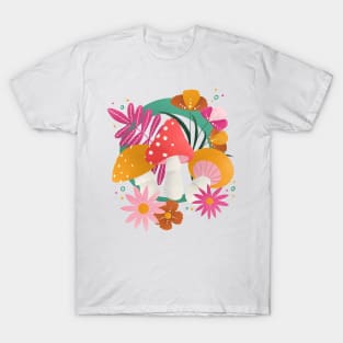 Groovy mushrooms and flowers T-Shirt